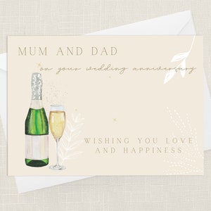 Biglietto di auguri per mamma e papà dell'anniversario felice con busta - Per lei - Celebrazione - Anniversario di matrimonio - Congratulazioni
