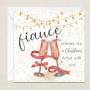 Fiance Wishing You A Christmas Filled With Love Greetings Card with Envelope - Merry Xmas - Happy Holidays - Partner Wife Girlfriend Husband