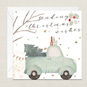 Envío de deseos navideños Tarjeta de felicitación con sobre - Feliz Navidad - Felices fiestas - Festivo - Joyeux Noel - Árbol de luces de bolas - Hygge