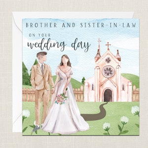 Frère et belle-sœur sur votre carte de vœux du jour du mariage avec enveloppe - Her Him - Célébration - Mariage - Amour - Partenariat civil
