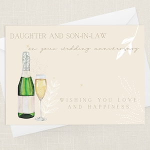 Feliz Aniversario Hija y yerno Tarjeta de Saludos con Sobre - Para Ella - Celebración - Aniversario de Boda - Felicidades
