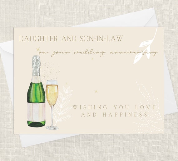 Carte De Vœux De Fille Et De Gendre De Joyeux Anniversaire Etsy Canada