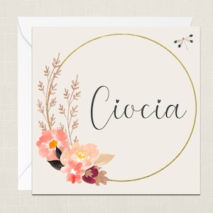 Ciocia Greetings Card with Envelope - Cards For Her - Gifts for Mum - Flowers Floral - Aunt - Aunty - Polish - Floral Wreath - Birthday