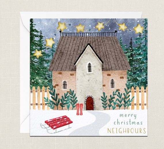 Weihnachtskarte Für Nachbarn – 12,7x17,8 Cm, Blanko Innen, Mit Umschlag, Perfekt Als Kleine Aufmerksamkeit