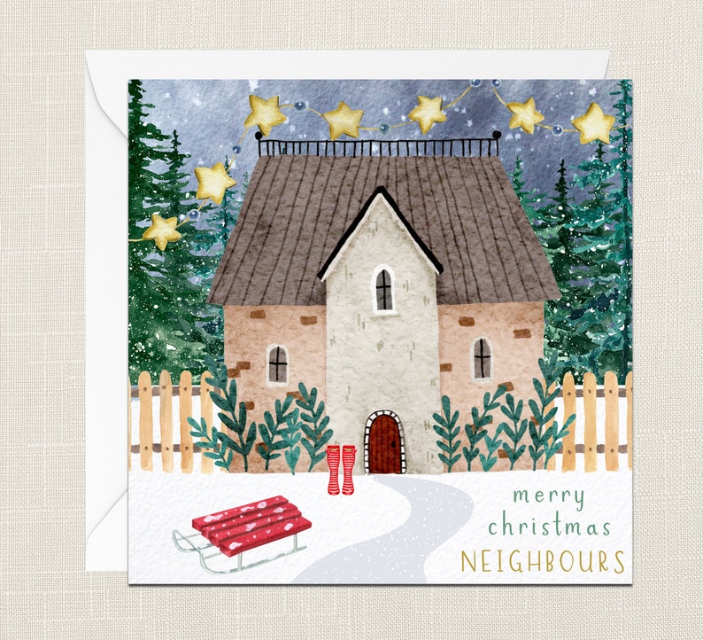 Merry Christmas Neighbours Greetings Card With Envelope - Etsy