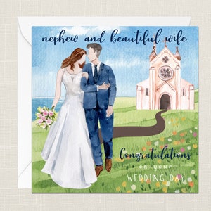 Nipote e bella moglie congratulazioni per il giorno delle nozze biglietto di auguri con busta - Celebrazione - Sposa Sposo - Nipote Nipote