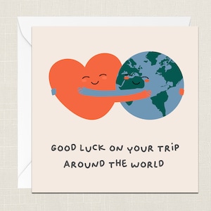 Good Luck On Your Trip Around The World Greetings Card with Envelope - Cards Her Him - Gifts - Birthday - Travelling - Adventures