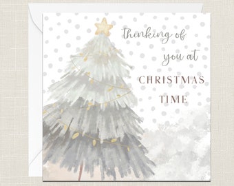 Thinking Of You At Christmas Time Greetings Card with Envelope - Merry Xmas Festive Holidays - With Sympathy On Your Loss - In Our Thoughts