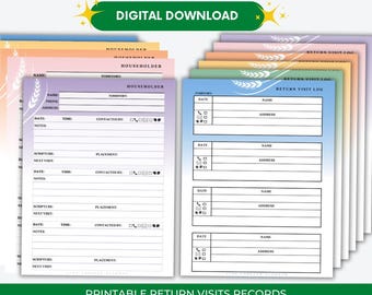 JW Return Visits Log: Householder Records, Field Notes (Digital Download)