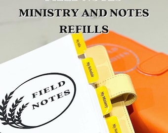 JW FIELD NOTES Refills | Ministry, Return Visit, Territory, Householder, Notes, Co Visit, Sample Presentations A6 binder holes