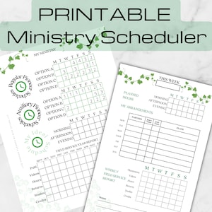 AFDRUKBARE ministerie Scheduler/digitale pdf downloaden/JW planner/Pioneer schema/brief/halve brief