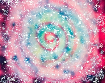 Large Galaxy Painting – Psychedelic Abstract Acrylic on Canvas (39x39")
