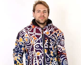 LEMINX - Men's softshell jacket - expression - winter - psychedelic, abstract, colorful, Outdoor, Waterproof, Luxury, Winter, coat, ski,
