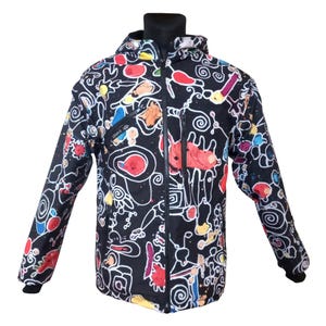 Sport Waterproof Windproof Multicolored Patterned Abstract Art Softshell Jacket -  Ski Coat - LEMINX - MIRACLES - Fall / Winter