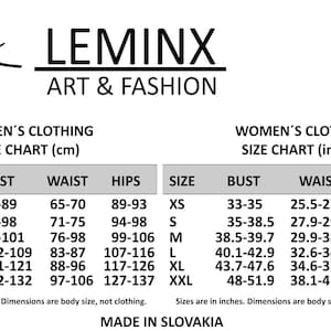 May include: A size chart for women's clothing with measurements in inches and centimetres. The chart lists sizes from XS to XXL and includes bust, waist, and hip measurements.