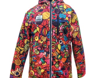 SALE (L) - LEMINX - Men's softshell jacket - MATRIX - winter - psychedelic, abstract, colorful, trip, Waterproof, Luxury, Winter, coat, ski,