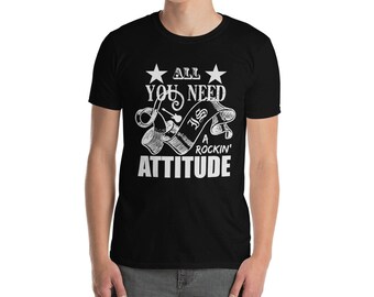 Rockin' Attitude Short-Sleeve Unisex T-Shirt, slogan, positive, ribbon, stars