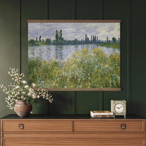 Claude Monet Landscape Oil Painting Canvas Tapestry, Impressionist Wall Hanging for Living Room, Nature Inspired Fabric Wall Art