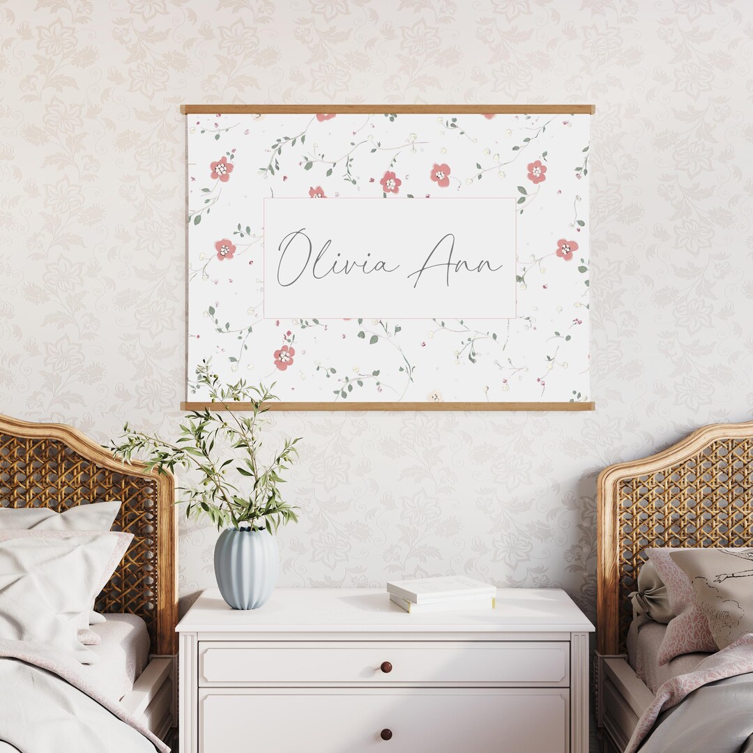 Custom Wildflower Nursery Name Sign for Girl, Personalized Floral ...