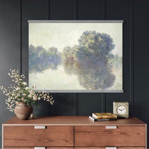 Large Vintage Claude Monet Landscape Painting Canvas Tapestry | Impressionist Wall Hanging | Classic Art Fabric Decor for Living Room