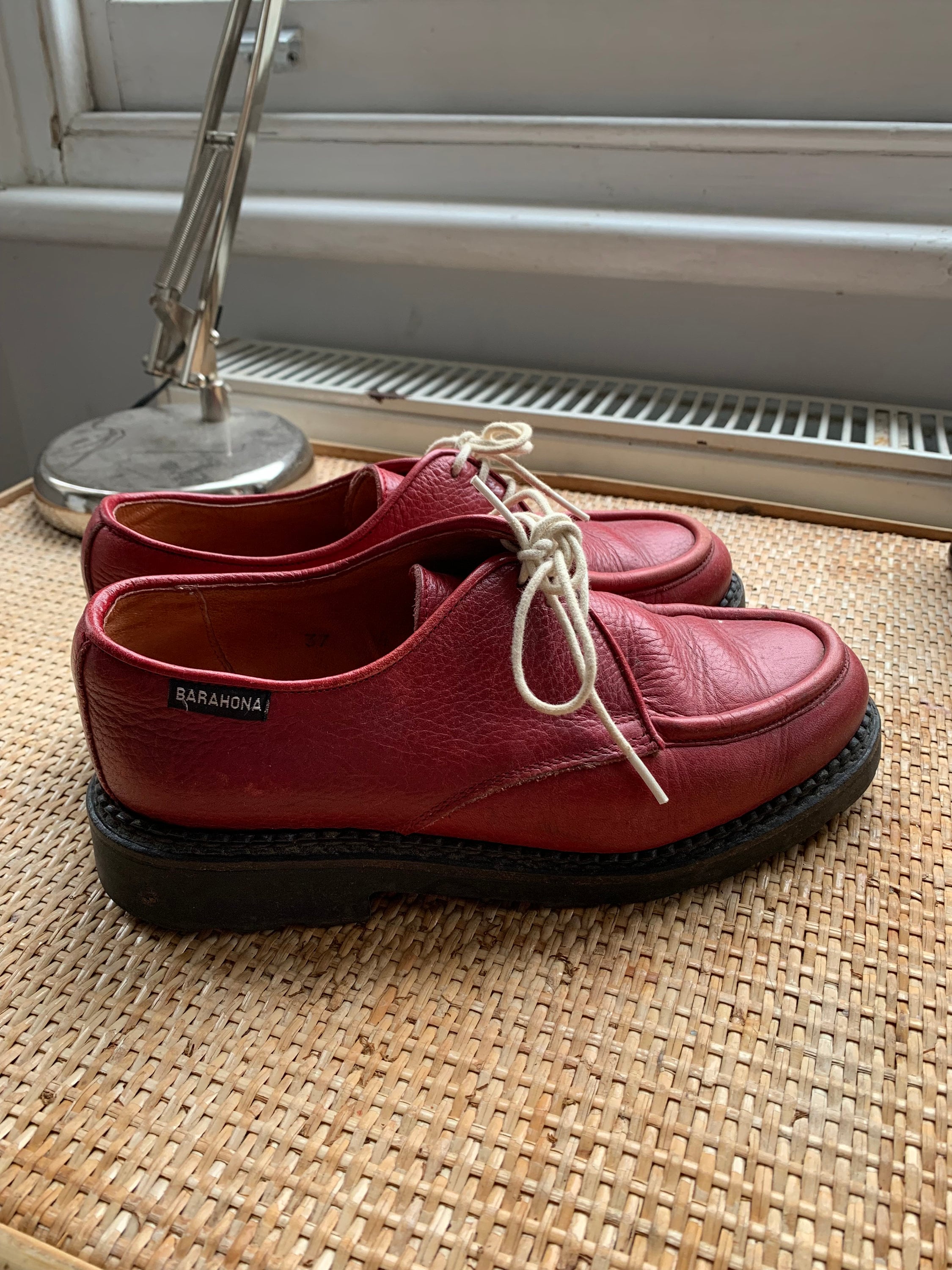 Paraboot Women's leather Derby Red Shoes Size UK 4.5 / Michael