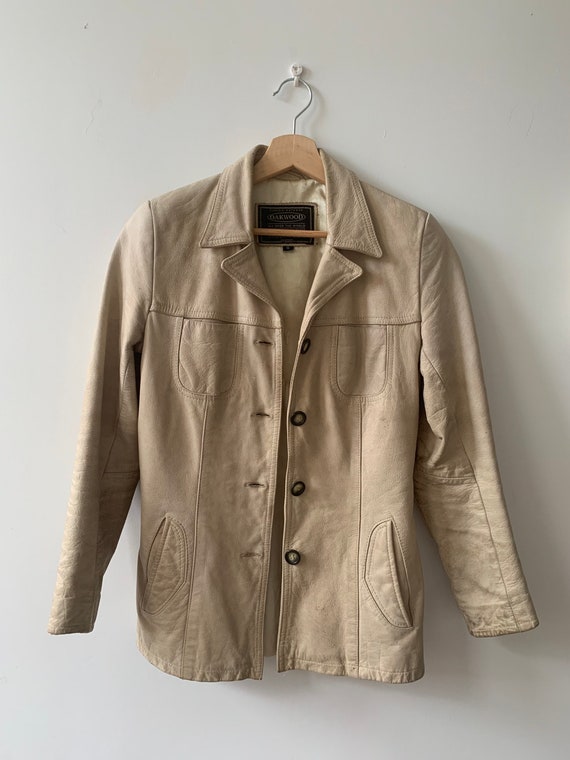 90’s vintage beige leather jacket