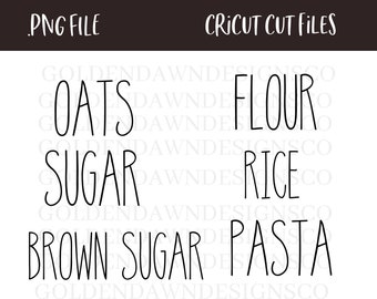 Pantry Labels SVG, Custom Panty Labels, Flour svg, Oats svg, Sugar svg, Rice svg, Cricut Cut Files, Instant Digital Download,