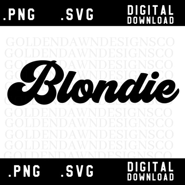 Blondie svg, Retro Blonde Svg, Vintage Blonde Png, Groovy 70s Svg Blondie Silhouette Cricut Cameo Cut Files Digital Download, Commercial Use
