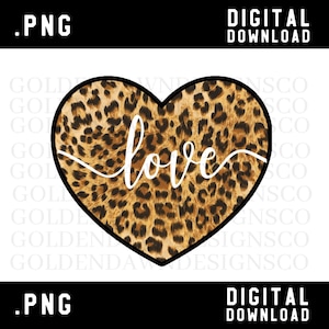 Cheetah Print Love Heart PNG Valentines Day Sublimation Design, Love Animal Pattern Heart Valentine PNG Digital Download DTG T shirt Designs