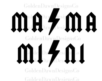 Matching Rock band Mama and Mini svg, ACDC Mama Mini svg, Cricut & Silhouette Cut Files, Digital download, Mom Life svg, Commercial Use
