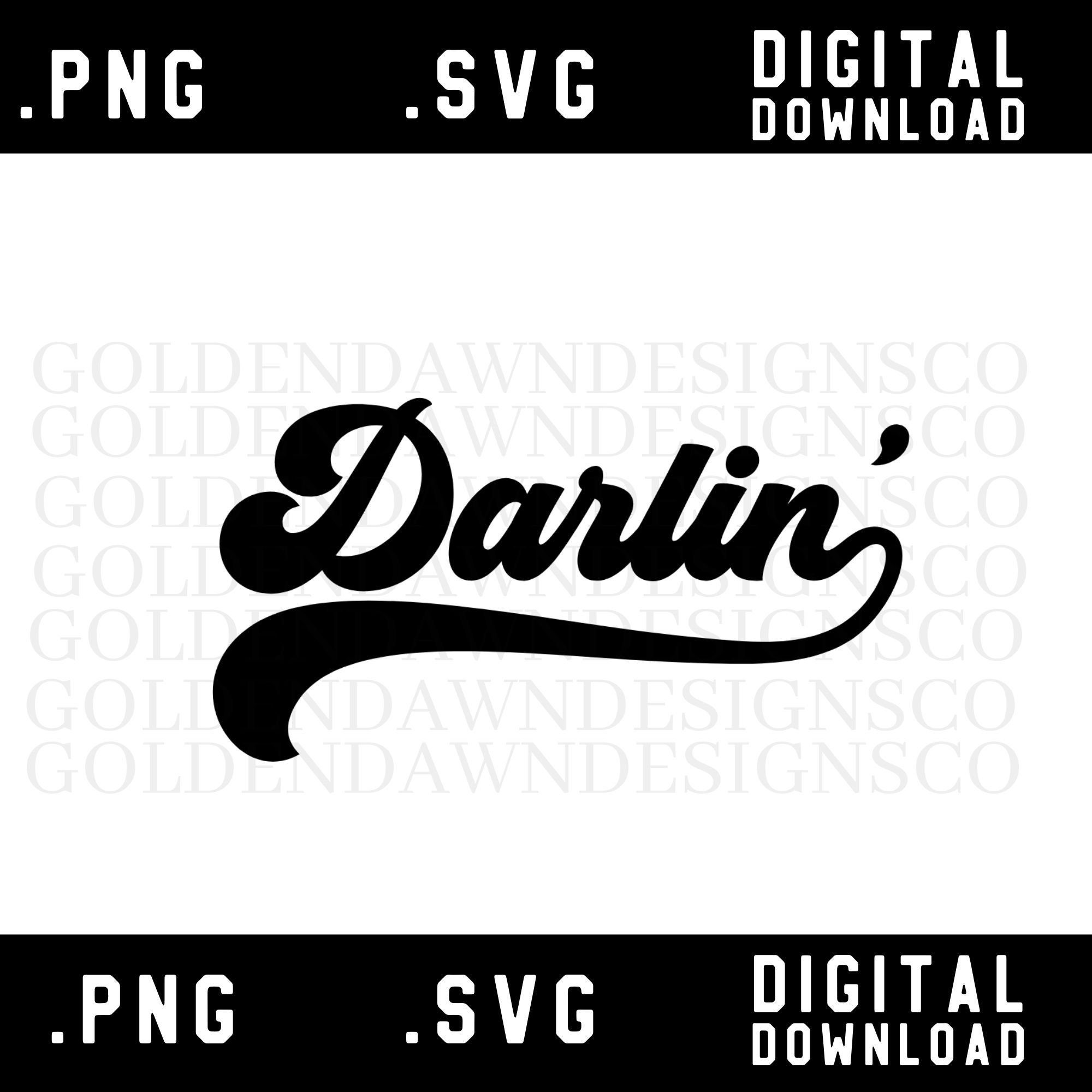 Darlin svg, Retro Darlin Svg, Darling, Darlin Retro Font Silhouette Cricut Cameo Cut Files Digital Download, Commercial Use Svg Tshirts