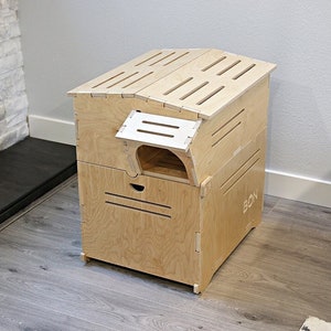 Modern Design Wooden Loftwalk-A Cat Litter Box Enclosure, Litter Box Cover Furniture, De-littering, Litter Tracking Prevention