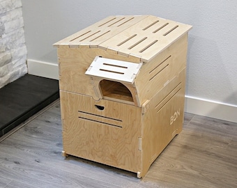 Modern Design Wooden Loftwalk-A Cat Litter Box Enclosure, Litter Box Cover Furniture, De-littering, Litter Tracking Prevention