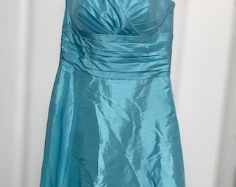 Teal Blue Strapless Knee Length Dress Size 12