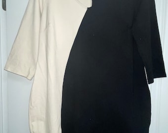 Black and Cream Plus Size Bodycon Dress with Belt 2X/3X