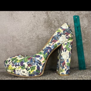 vintage Floral Print Platform Chunky Heels Taille 9M