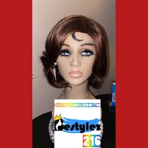 Short Bob Wig, Shake N Go, Dark Red Bob Wig, Synthetic Wig For Beginners | *BRENDA* 12inches 150% Density Adjustable Wig w, Side Swept Bang
