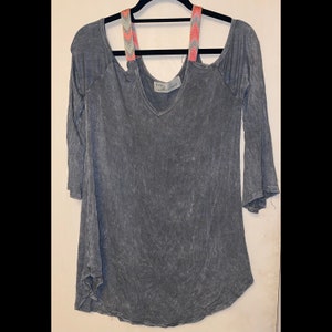 Grey Vintage Cold Shoulder Bohemian Top Size L