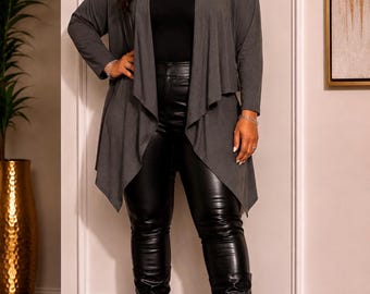 Grey Asymmetrical Plus Size Cardigan Size 2X/3X
