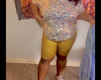 2 For 1 - Gold Disco Tshirt and Short Combo Plus Size 2X/3X