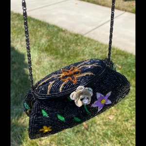 Marmi Vintage Italian Beaded Purse Black