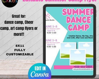 Folleto de campamento de verano para niños, folleto de campamento de baile de verano, folleto de campamento de entrenamiento para niños, folleto de campamento de verano, folleto de evento de campamento de verano, folleto de campamento de verano editable
