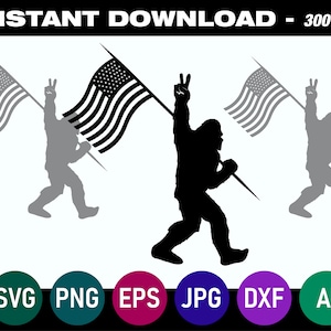 BigFoot Svg, Bigfoot Flag Svg, Yeti Svg, Sasquatch Svg, Vector Cut file for Cricut, Cartoon svg, Silhouette, Sticker, Decal, Png Eps
