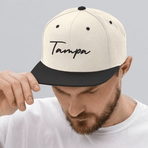 Trendy Snapback Tampa Hat Structured Unisex Streetwear Retro Vibe Dad Hat Flat Bill Tampa Bay Florida Apparel