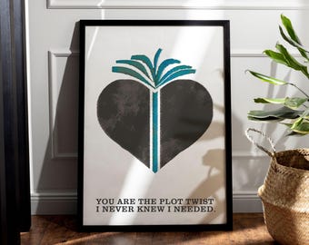 Surreal Heart Art Print, Minimal Romantic Wall Art, Modern Love Quote (Digital Download)