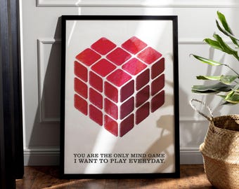 Surreal Heart Art Print, Minimalist Love Wall Art (Digital Download)