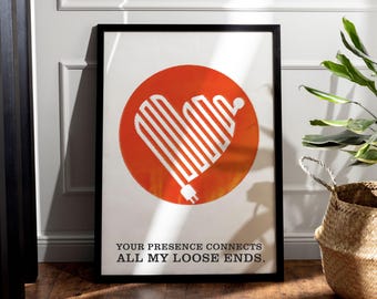 Conceptual Heart Art Print, Surreal Love Wall Art, Modern Romantic Quote (Digital Download)