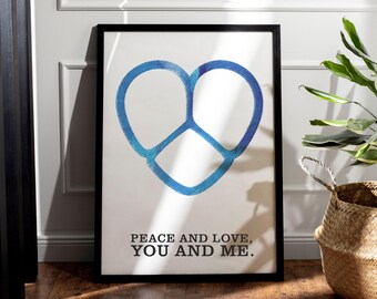 Surreal Heart Art Print, Minimal Romantic Wall Art, Peace Love Quotes (Digital Download)