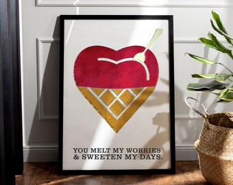 Conceptual Heart Art Print, Surreal Love Poster, Modern Romantic Wall Art (Digital Download)