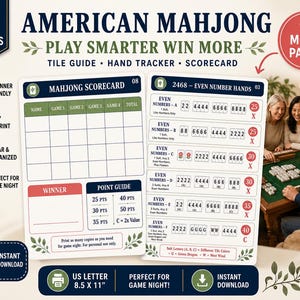 2026 Mahjong Hand Tracker, American Mahjong Tile Guide, Mahjong Scorecard, Mahjong Printable, Mahjong Game Night, PDF Digital Download